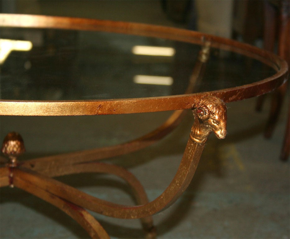 Gold Leafed Steel Rams Head Round Coffee Table 1