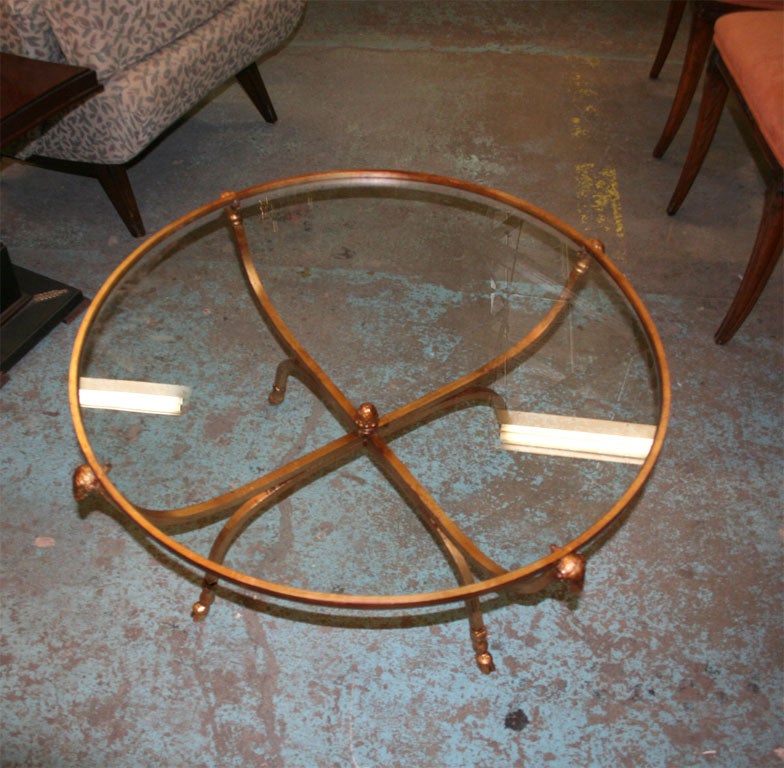 Gold Leafed Steel Rams Head Round Coffee Table 2