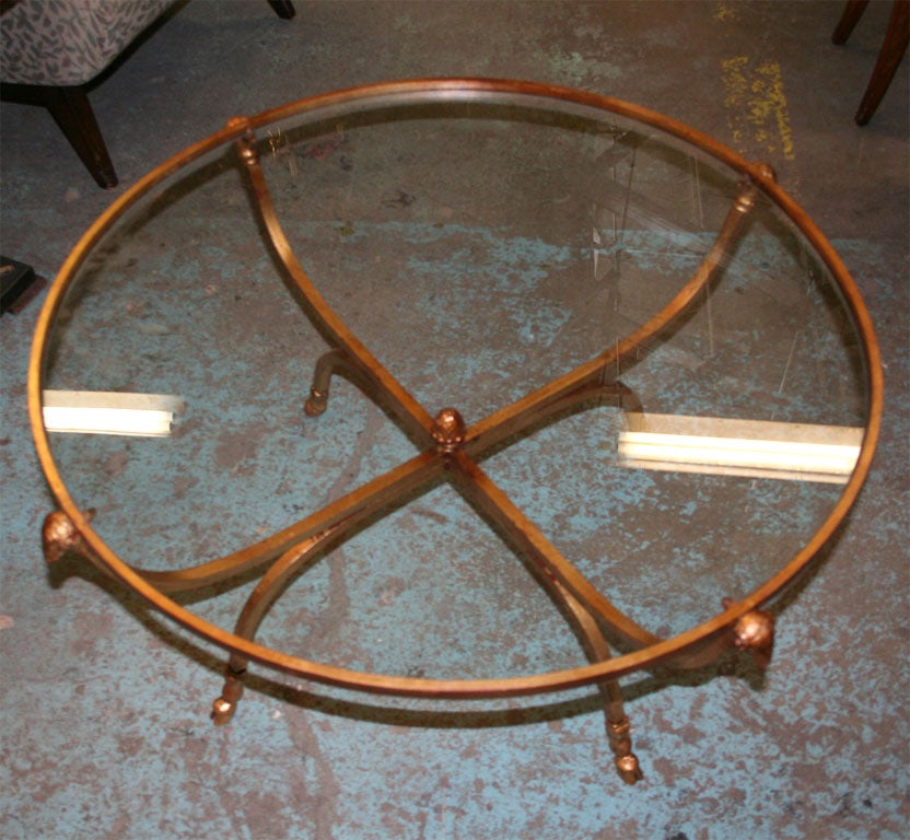 Gold Leafed Steel Rams Head Round Coffee Table 3