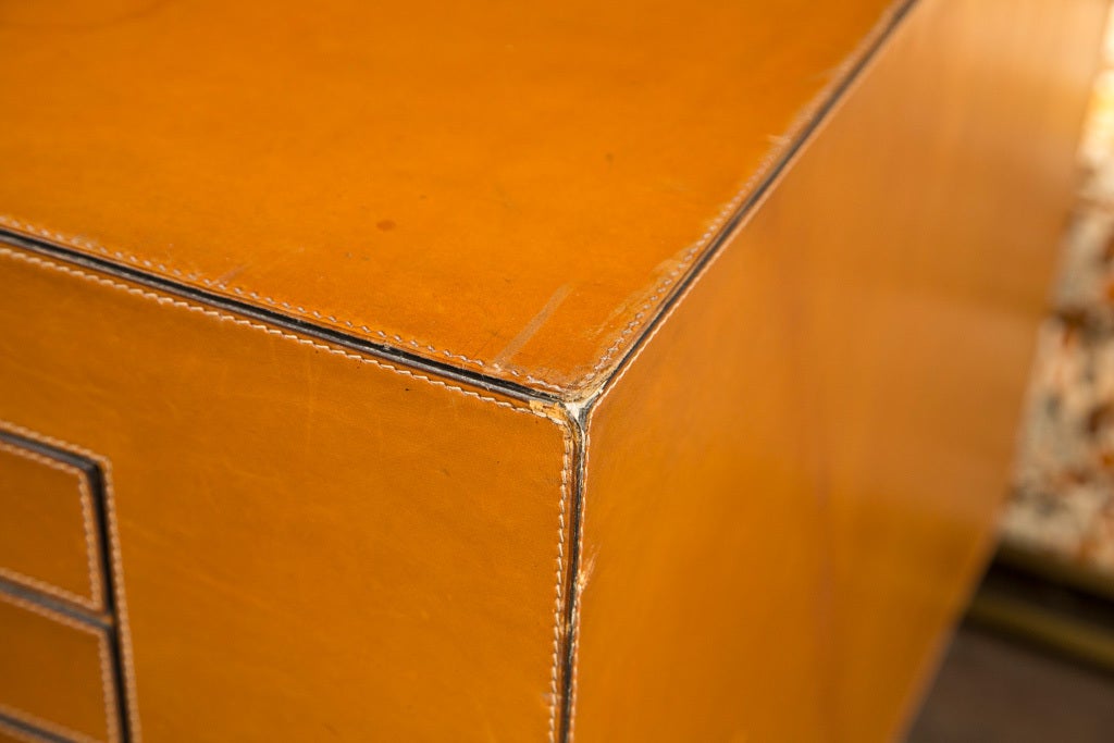 Belgian Delvaux Leather Center Table