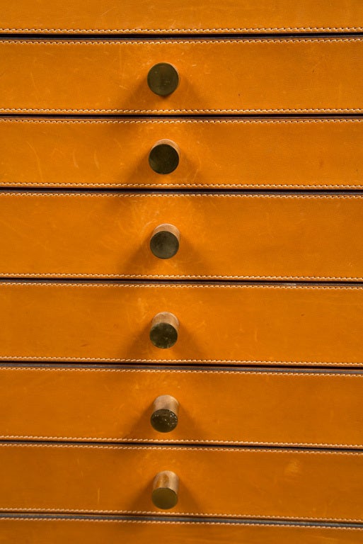 Late 20th Century Delvaux Leather Center Table