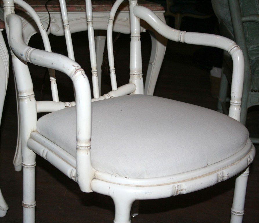 Mid-20th Century Pair of French Faux Bamboo Armchairs For Sale