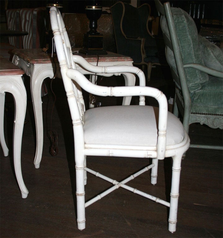Pair of French Faux Bamboo Armchairs For Sale 1