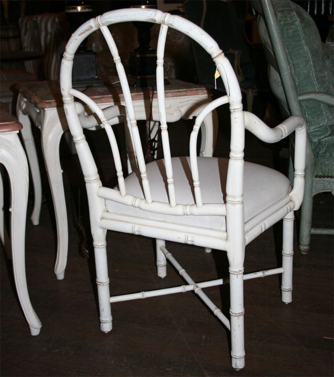 Pair of French Faux Bamboo Armchairs For Sale 2