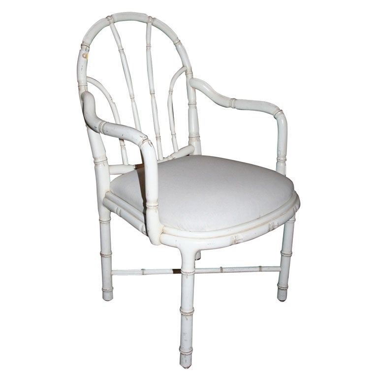 Pair of French Faux Bamboo Armchairs For Sale