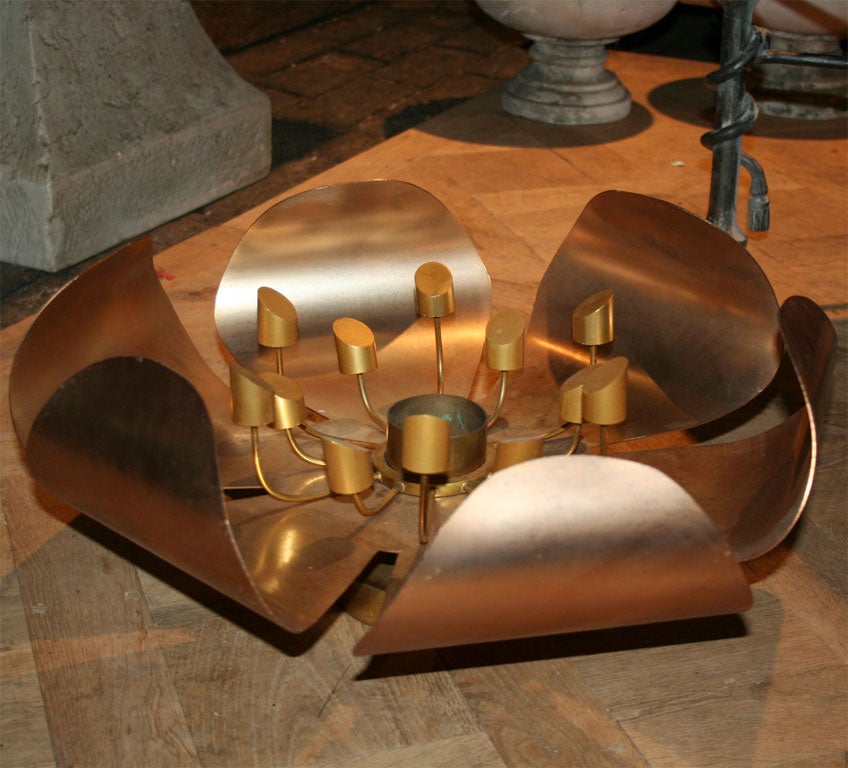 Large Brass Flower Light Fixture
