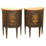 Pair of Early 19th C.  Painted Wood and Marble Topped Tables