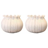 Pair of Marble Lotus Shaped Planters