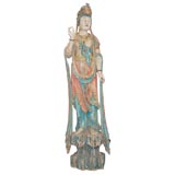 Almost 5 Ft. Painted and Carved Wood Chinese Figure
