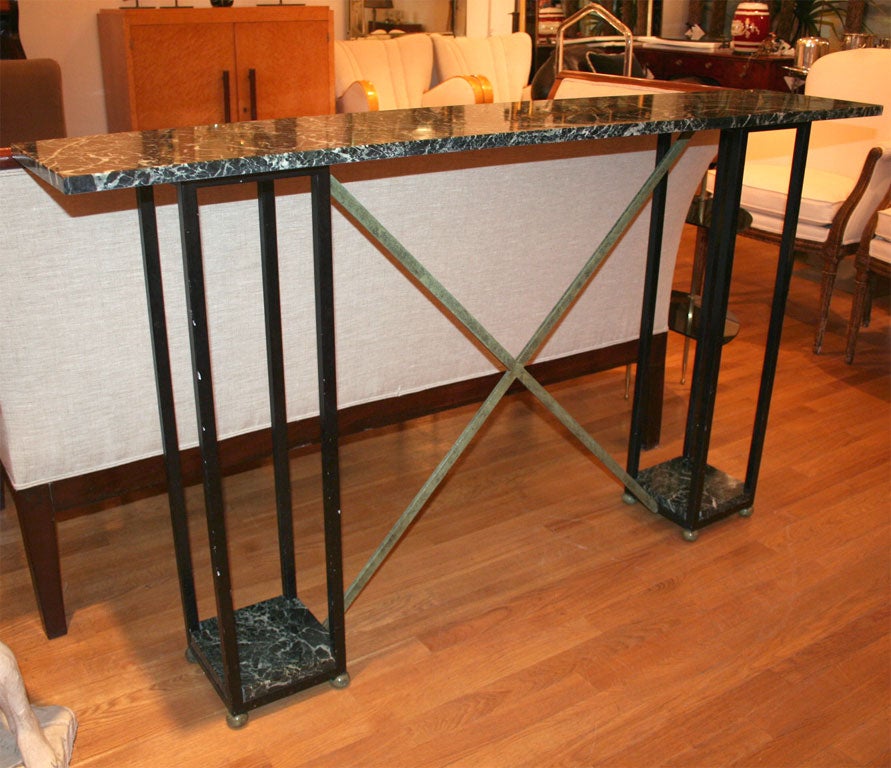 #3952 Metal and Marble Console Table