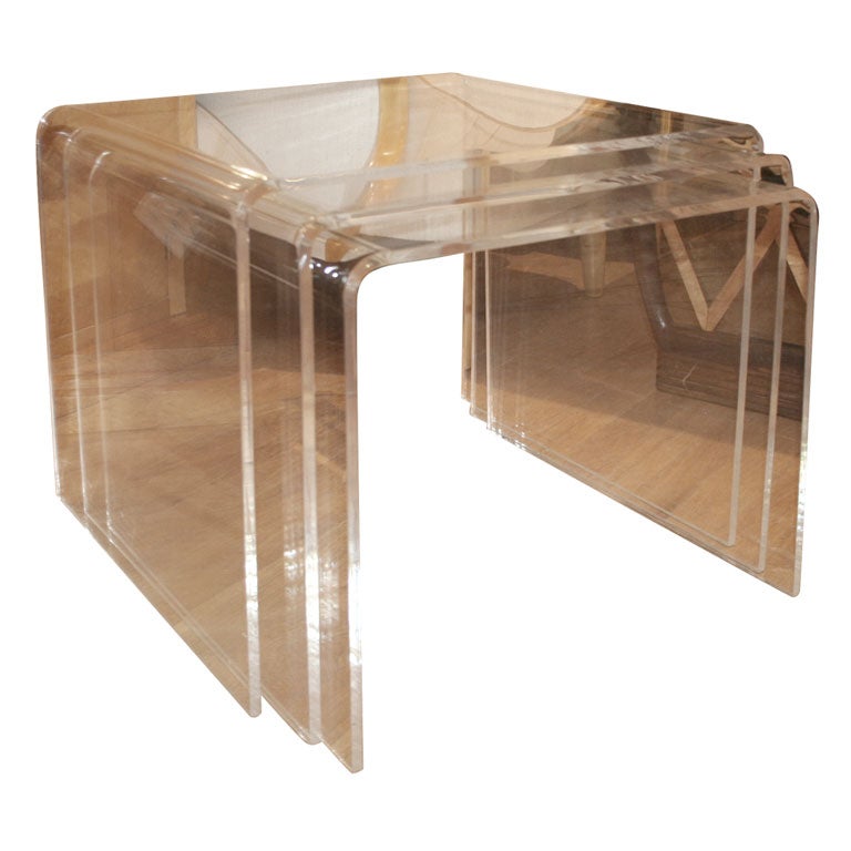 #3942 Group of Three Lucite Waterfall Nesting Tables