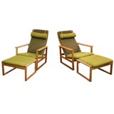 Pair of Lounge Chairs with  Ottomans by Borge Mogensen