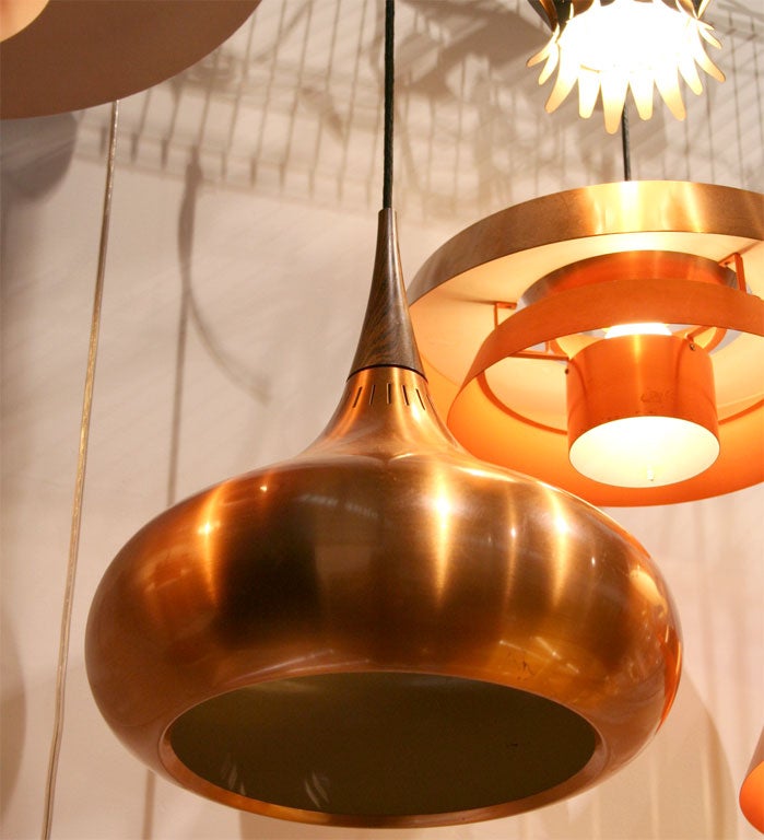 Danish Copper and Rosewood Orient Pendel by Jo Hammerborg
