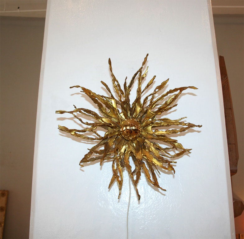 1970'S GILDED IRON WALL SCONCE