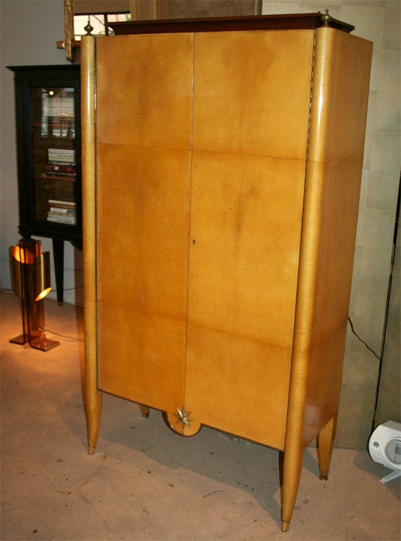 1940'S LACQUERED PARCHMENT CABINET/BAR ATTRIBUTED TO ANDRE ARBUS