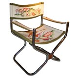 Unique needle point armchair designed by Lily Pulitzer