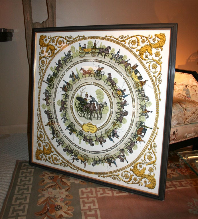 Hermes silk scarf framed