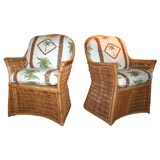 Pair of rattan armchair