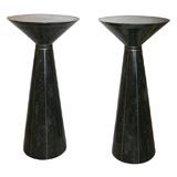 Pair of stone veneer pedestals