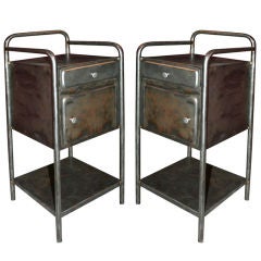 Vintage French Industrial pair of Bedside Tables