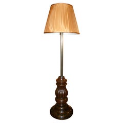 Antique Massive Turned and Reeded Mahogany Column Floor Lamp