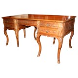 Regence Style Highly Carved Walnut Partner's Desk, 19th Century
