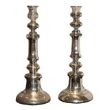 Antique Pair of French Mercury Glass Candlesticks