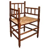 19th Century English Rush Seat Bobbin Chair