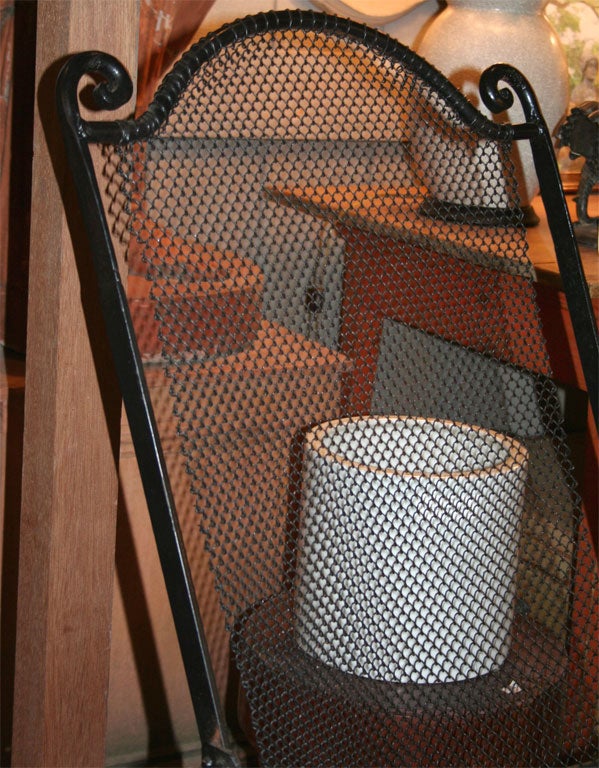 19th Century Iron & Mesh Folding Garden Chair For Sale