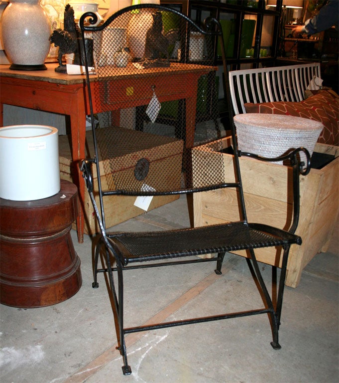 Iron & Mesh Folding Garden Chair For Sale 2