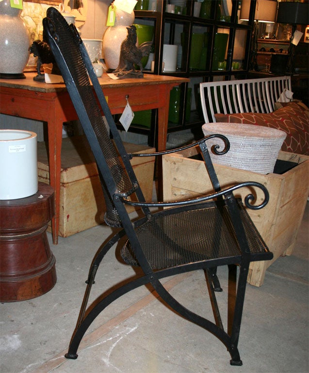 Iron & Mesh Folding Garden Chair For Sale 3