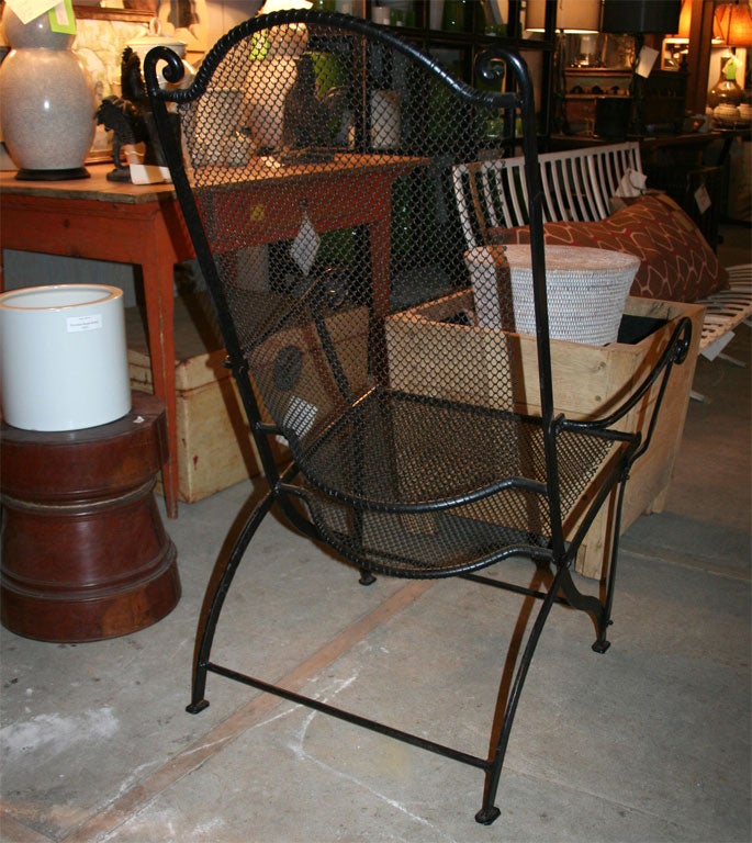 Iron & Mesh Folding Garden Chair For Sale 4