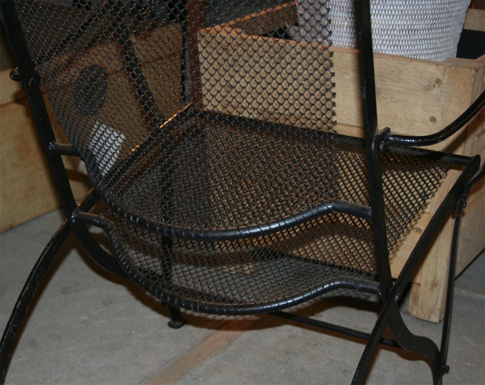 Iron & Mesh Folding Garden Chair For Sale 5