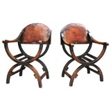 A Highly Stylized Pair of Early 20th c. Scottish Hall Chairs