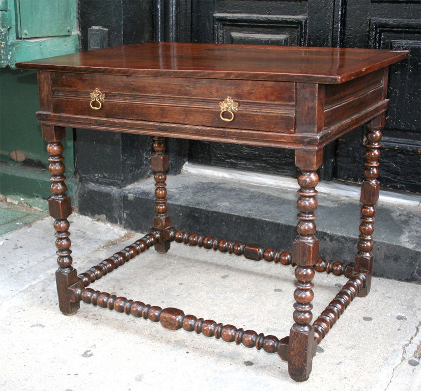 17th century English Oak Bobbin Turned Stretcher Base Table