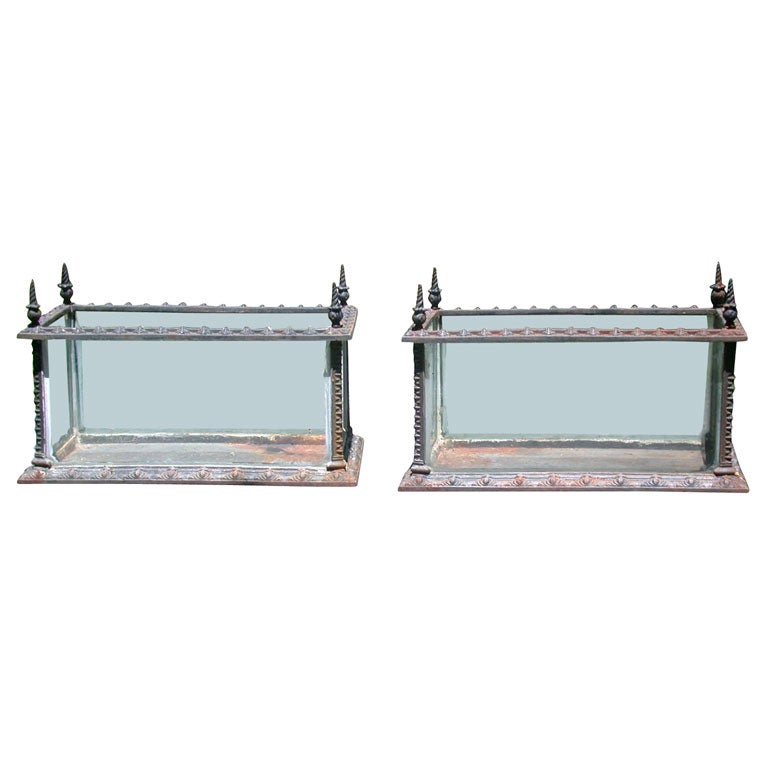 Unusual Pair Victorian Iron  Terrariums