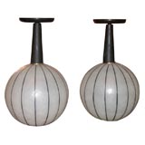 Pair of striped glass globes