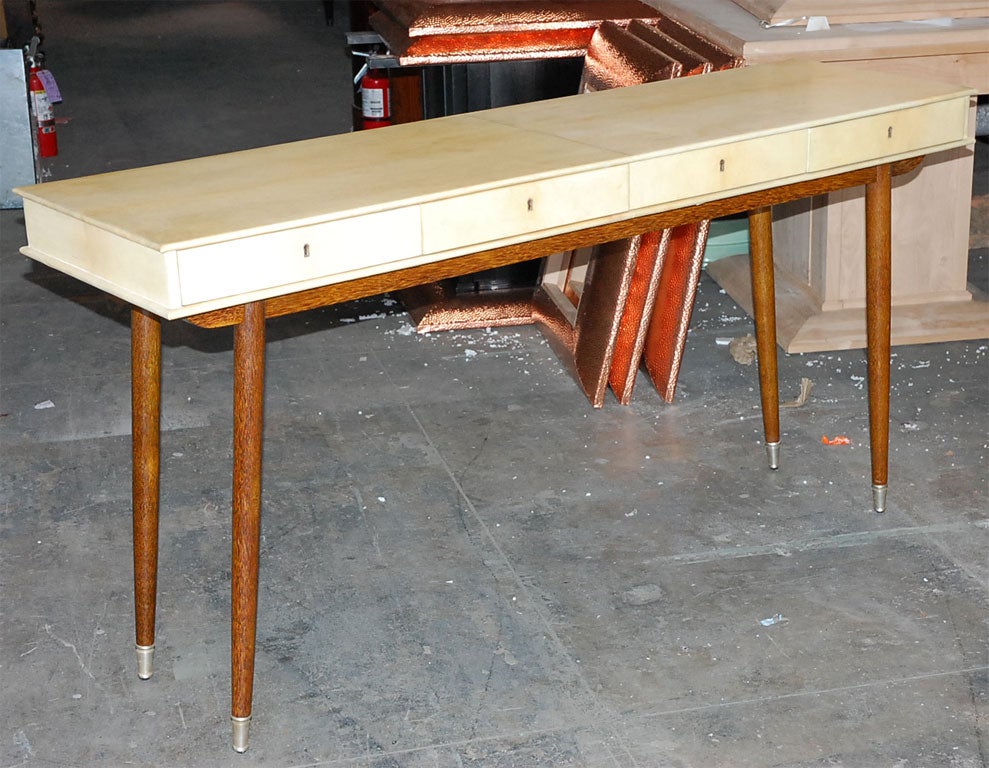 Parchment Table with Palm Wood Base