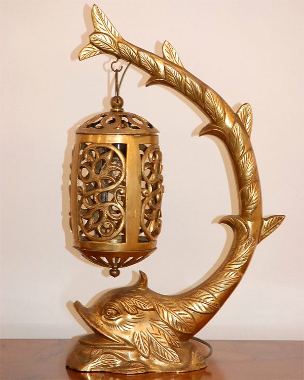 20th Century Italian Brass Koi Lantern