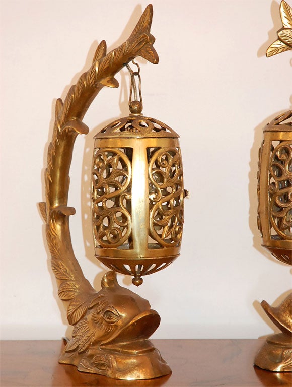 Italian Brass Koi Lantern 1