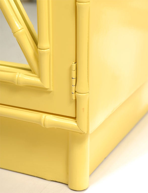Wood Pair of Yellow Mirrored Night Stands