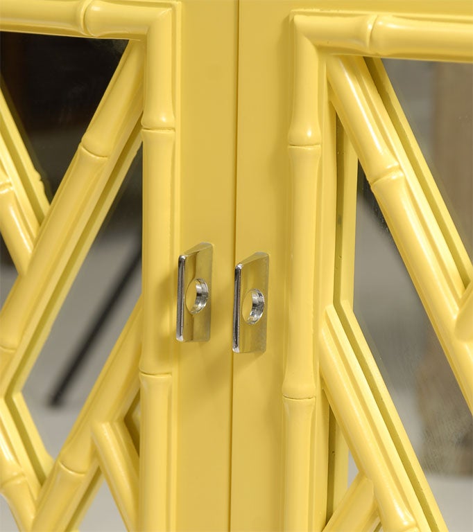 Pair of Yellow Mirrored Night Stands 1