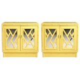 Pair of Yellow Mirrored Night Stands
