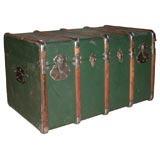 Vintage Leather trunk with wooden accents