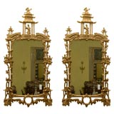 Pair of Aged Reproduction Chinese Chippendale Mirrors