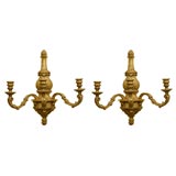 PAIR of French Giltwood Wall 3-Light Sconces, c. 1890