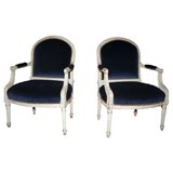 Navy Blue Velvet Armchairs