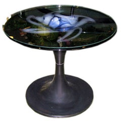 Saarinen Style SideTable with Murano Glass Swirl Top