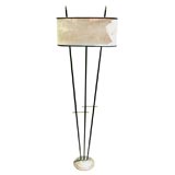 Metal and Brass Floor Lamp With Goat Skin Shade