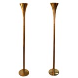 A Pair of Brass Torchiere Floor Lamps